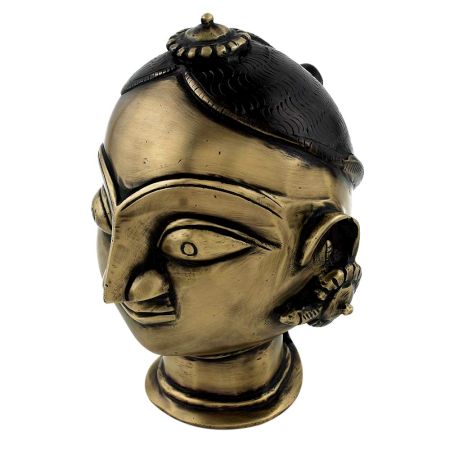 Hand Made Golden Brass Parvati Gauri Head Statue Gangaur