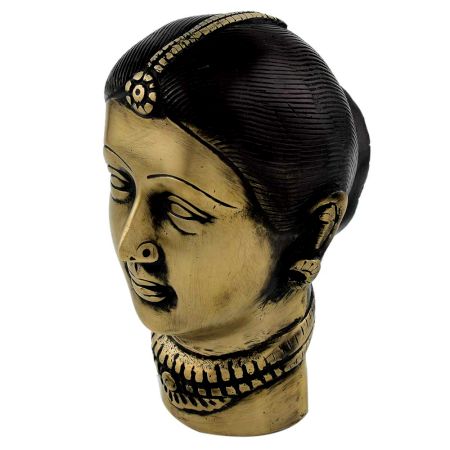 Handmade Black And Golden Gangaur Gauri Face Statue
