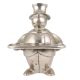Handmade Silver Brass Fat Man Statue Wearing Hat Holding Long Tray