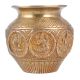 Handcrafted Golden Brass Holy Water Pot Carved With Goddess Laxmi Images