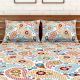 Multicolored Spaces 104 TC Cotton Double Bed Sheet with 2 Pillow Covers