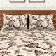 Brown Leaves Spaces 104 TC Cotton Double Bed Sheet with 2 Pillow Covers