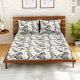 Grey Leaves Spaces 104 TC Cotton Double Bed Sheet with 2 Pillow Covers