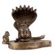 Handmade Blackened Brass Shiva Face On Shivling With Nandi Idol