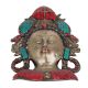 Handmade Multicolored Brass Lord Shiva Wall Hanging Mask With Stonework