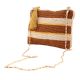 Brown And White Glass Beads Cotton Ziptop Clutch Bag