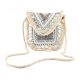 Natural Beaded And  Coin Flap Clutch Bag