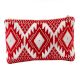 Red And White Jacquard Lurex  Zip Top Clutch Bag
