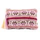 Pink Floral Pattern Hand Embroidered Zip Top Jaquard Clutch Bag