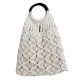 Hand Woven Cream Jute Tote Bag with Wooden Handle