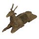 Handcrafted Brown Patina Rich Sitting Dhokra Brass Deer Statue