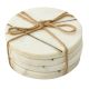 White Round Marble With Brass Handicraft CosterÂ Set( Pack of 4)