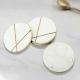 White Round Marble With Brass Handicraft CosterÂ Set( Pack of 4)