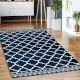 Blue Double Twisted Cotton Diamond Printed And Solid Rug