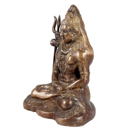 Handmade Brown Brass Lord Shiva Meditation Statue