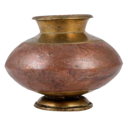 Copper And Golden Ganga Jamuna Pot