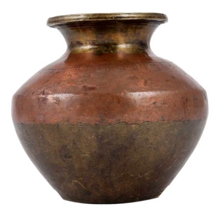 Handmade Brown Gold Ganga Jamuna pot
