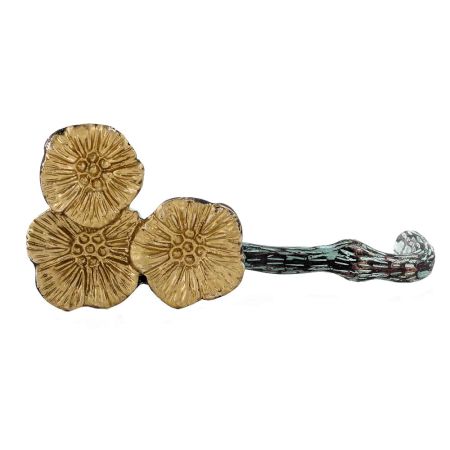 Multicolored Brass Door Handle Handcrafted Branch And Flower Design