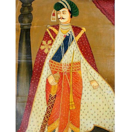 Old Standing Indian Emperor Canvas Painting