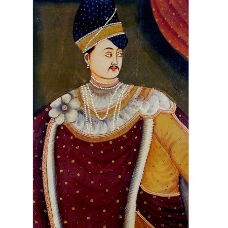 Canvas Painting Of Indian Maharaja Standing Wearing A Long Robe