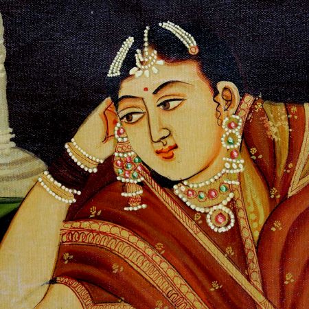 Indian Princess With A Hookah Canvas Painting