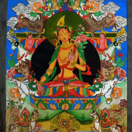 Tibetan Thangka Painting Of Buddhist Vasudhara