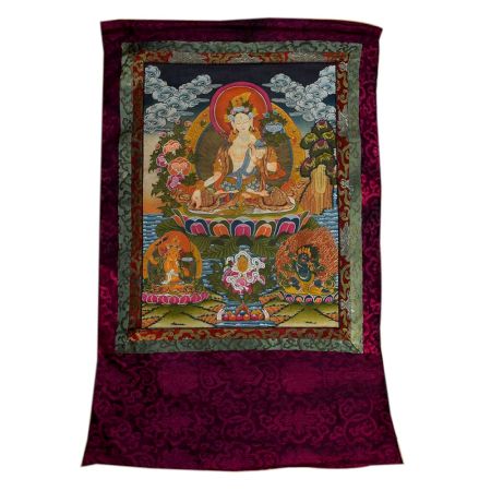 Tibetan Thangka Painting Of Goddess White Tara