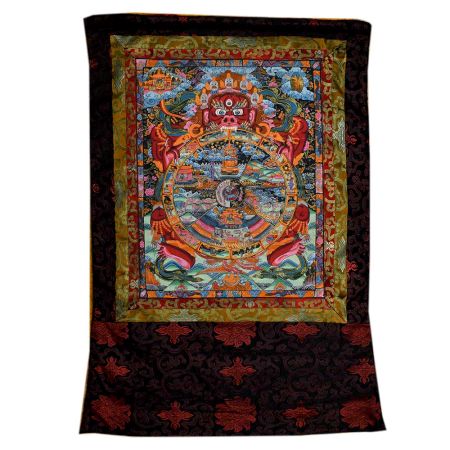 Tibetan Thangka PaintingÂ Of Bhavachakrathe Wheel of Life