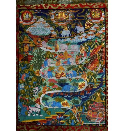 Tibetan Thangka Painting Of Way To Heaven