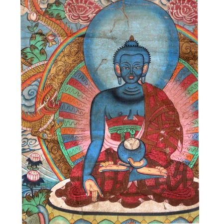 Tibetan Thangka Painting Of Buddha of Medicine