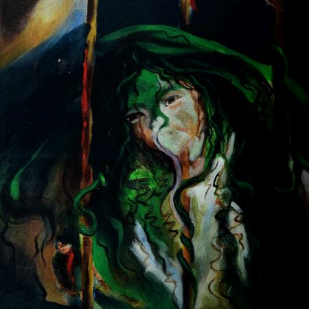 Canvas Painting Of Girl With Colorful Background