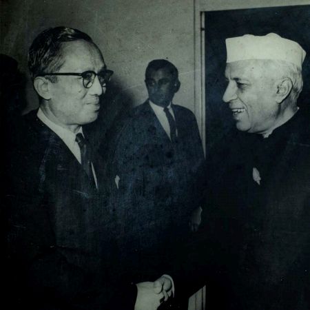 Old Photograph Of Nehru Shaking Hands With Indian Scientist