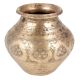 Brass Golden Pooja Lota Kalash Swastik Hand Engraved Design