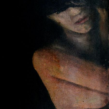 Canvas Painting OfÂ Nude Lady in Multicolor Background