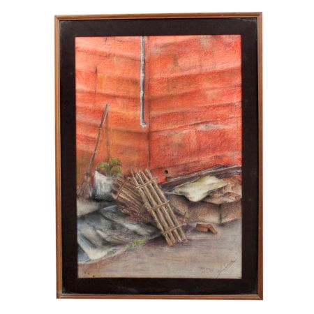 Old Contemporary Bick wall Broom Painting