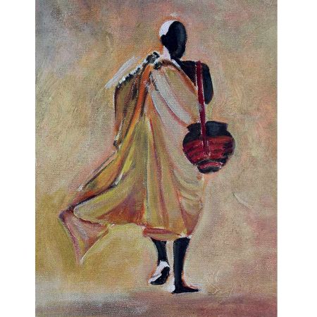 Buddhist Monk Holding A Big Pot Canvas Painting