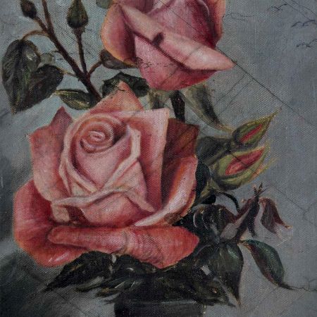 Oil Painting Of Pink RosesÂ On Canvas