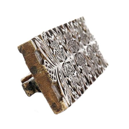 Engraved Brass Metal Mold Stamp With Floral Design