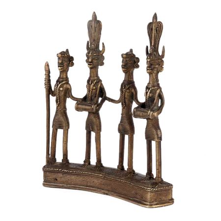 Brass Figurines Of Tribal Musical Band From Dhokra