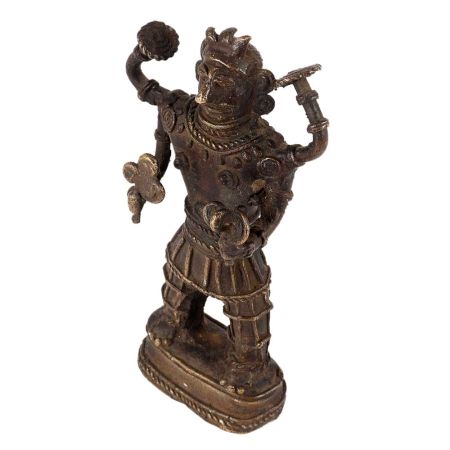 Brass Tribal Musician Statue