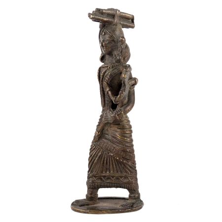 Brass Tribal Mother With Statue
