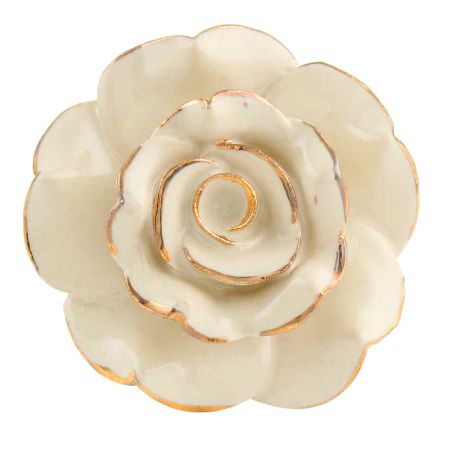 Cream Golden Rose Ceramic Cabinet Knobs