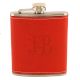 JB Red Hip Flask In Leather Cover