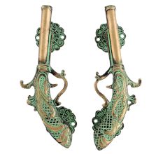 Green Brass Pistol Gun Decorative Door Handles In Pair