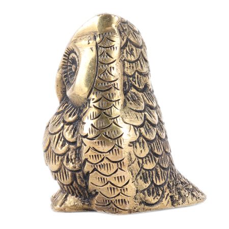Pure Brass Sitting Owl Statue With Detailed Engraving