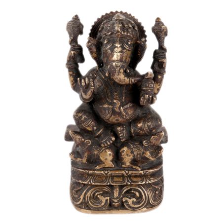 Brass Ganesha Bhagwan Statue With Mooshak