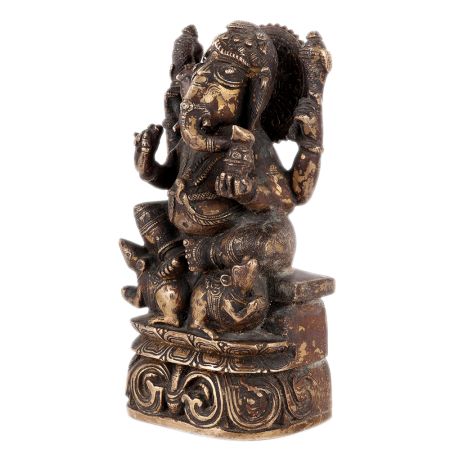 Brass Ganesha Bhagwan Statue With Mooshak