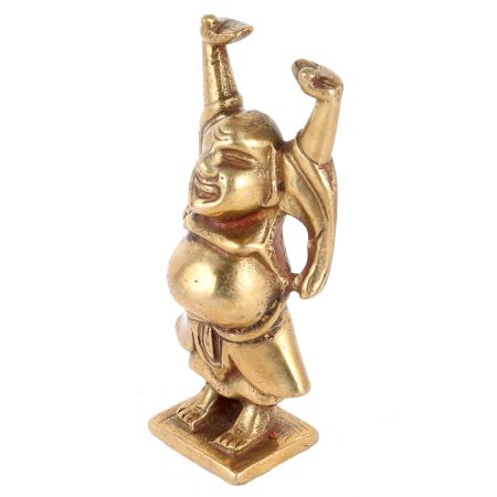 Brass Happy Man Laughing Buddha With both hands Raised Upwards