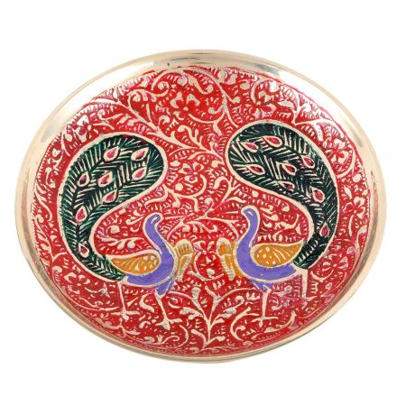 Red Brass Twin Peacock Tea Coaster