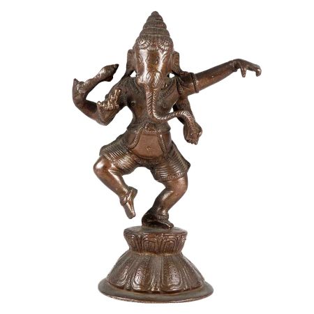 Brass Dancing Lord GaneshaÂ In Antique Finish